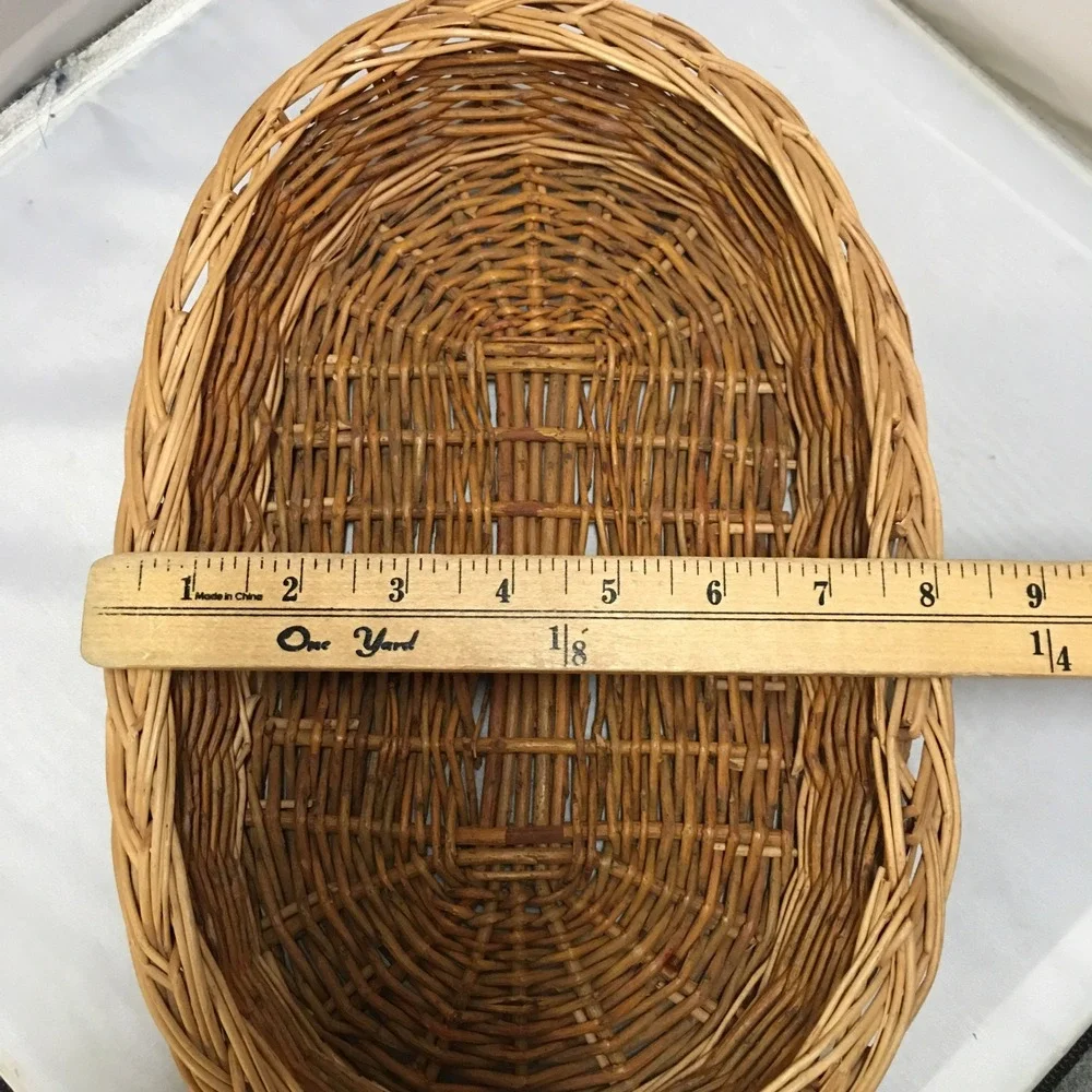 Wicker Basket Unisex Medium Brown Oval Woven Willow Storage Tray Cottagecore